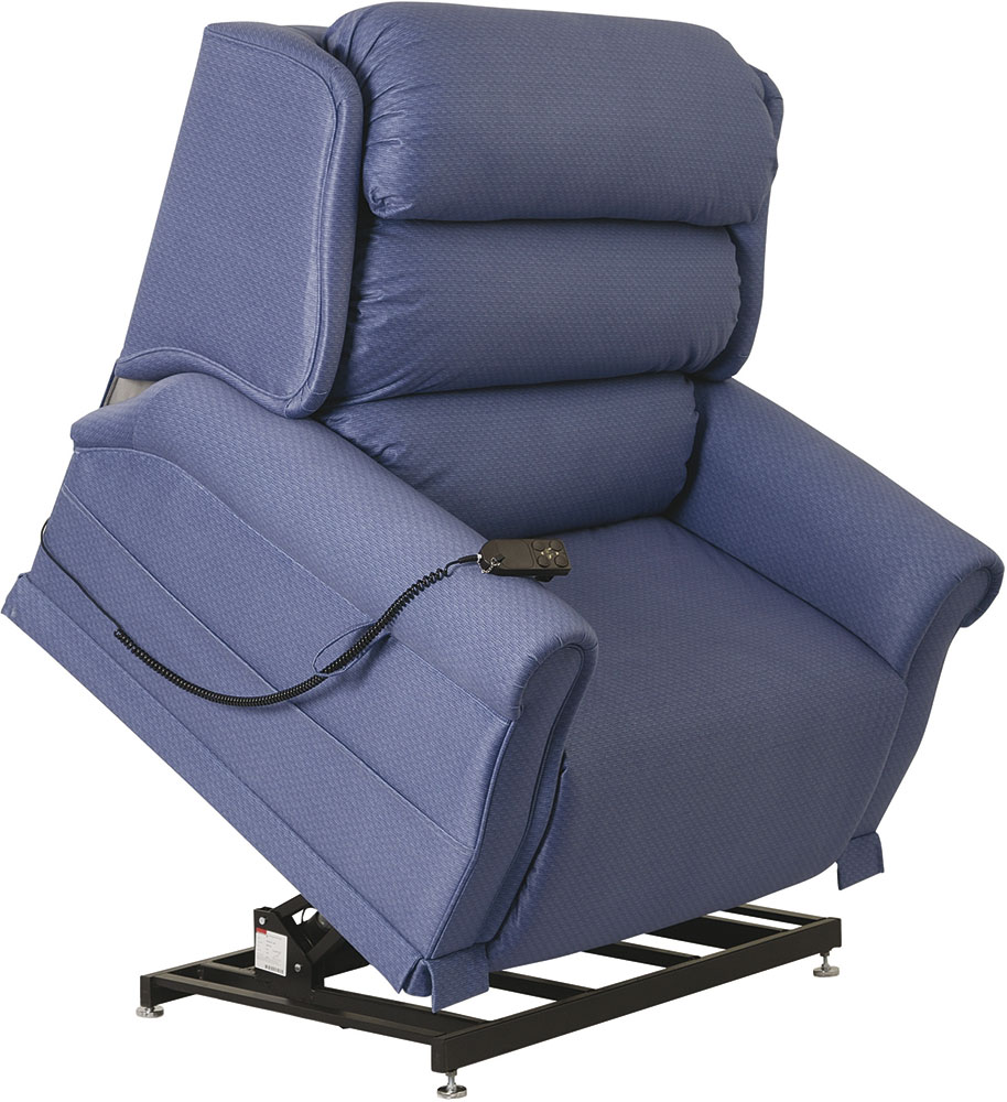 The Bariatric Chair - Blue with Scroll Arms - Rise Function The Bariatric Rise & Recline Chair- Blue with Scroll Arms from RiseUp Furniture - Furniture that puts you back in control. Rise and recline chairs, adjustable beds and bath lifts in Scotland, Cumbria and Northumberland